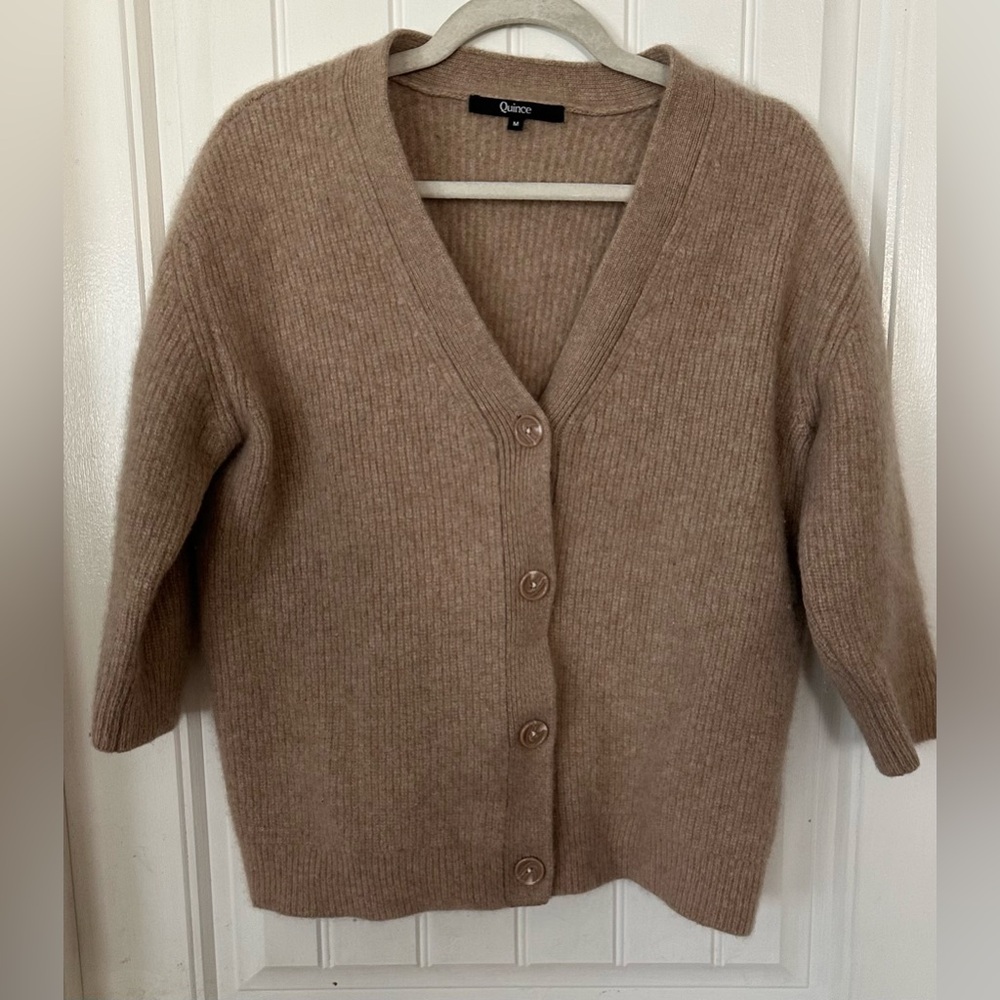 Quince Beige Women's Cardigan Sweater